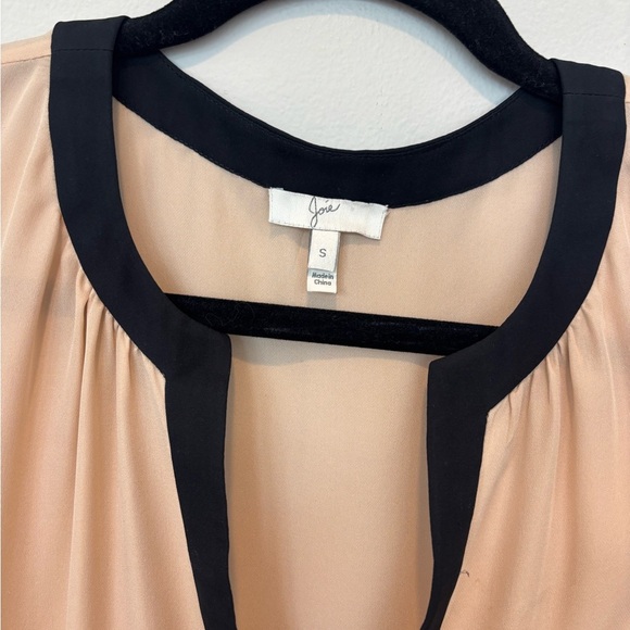 Joie Light Pink Silk Blouse with Black Accents Small - Picture 3 of 4